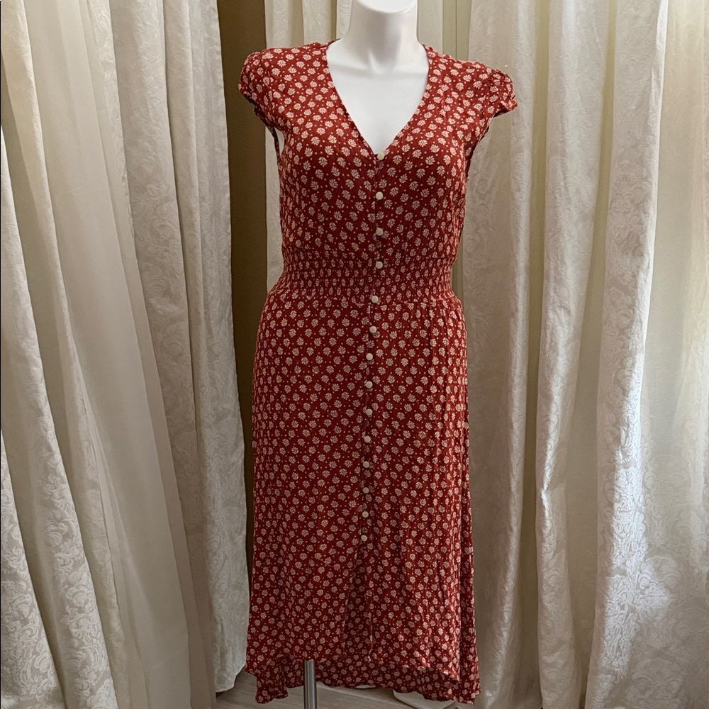 Gypsies & Moondust Red Floral Midi Dress
